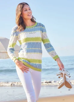 Damen Mona Pullover<Pullover in Ajour-Strukturmix