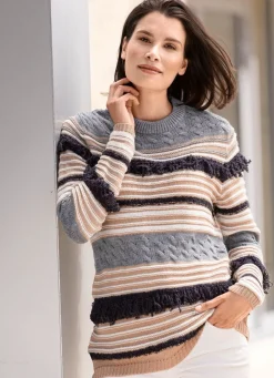 Damen Mona Pullover<Pullover in aufwendigem Strickmix mit Alpaka