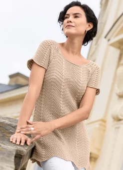 Damen Mona Pullover|Basics<Pullover in dekorativem Wellendessin