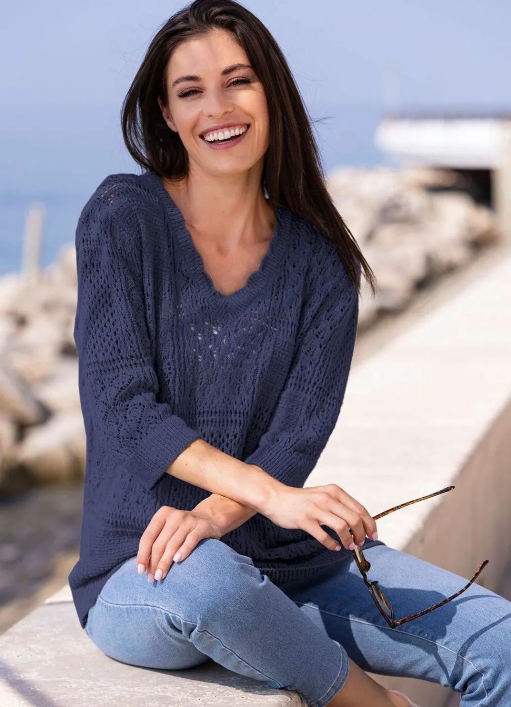 Damen Mona Basics|Pullover<Pullover in Feinbouclé