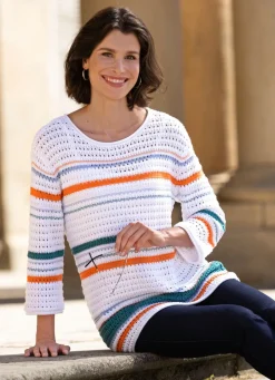 Damen Mona Pullover<Pullover in Häkeloptik