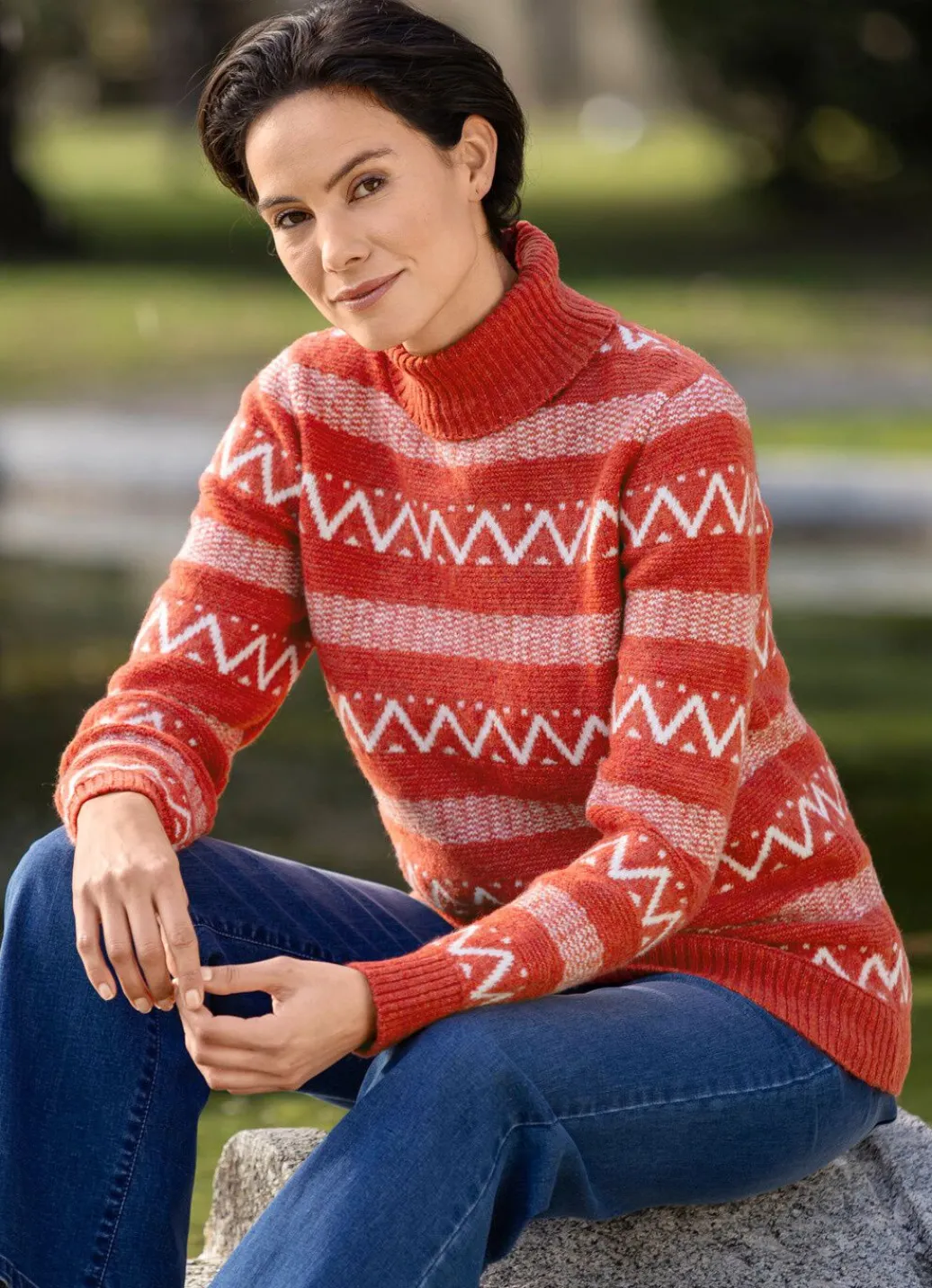 Damen Mona Pullover<Pullover in Mustermix