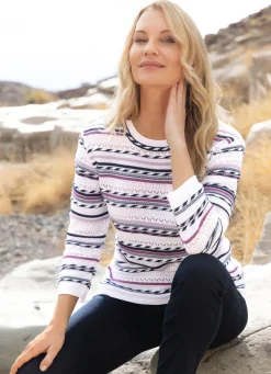 Damen Mona Pullover<Pullover in Ringeldessin