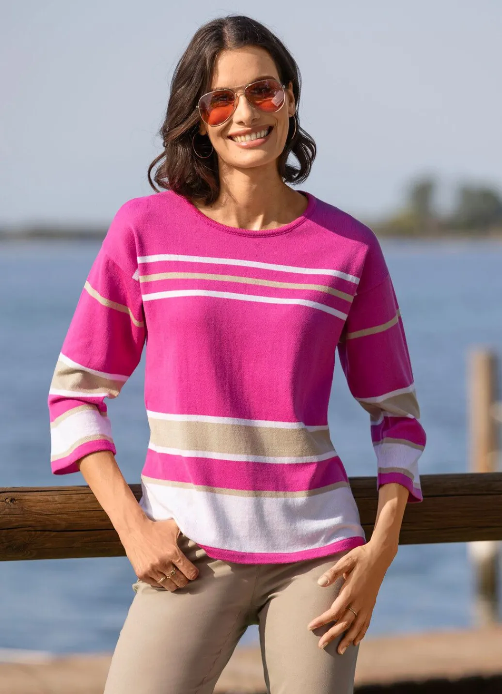 Damen Mona Pullover<Pullover in Ringelmuster