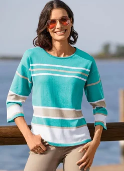 Damen Mona Pullover<Pullover in Ringelmuster