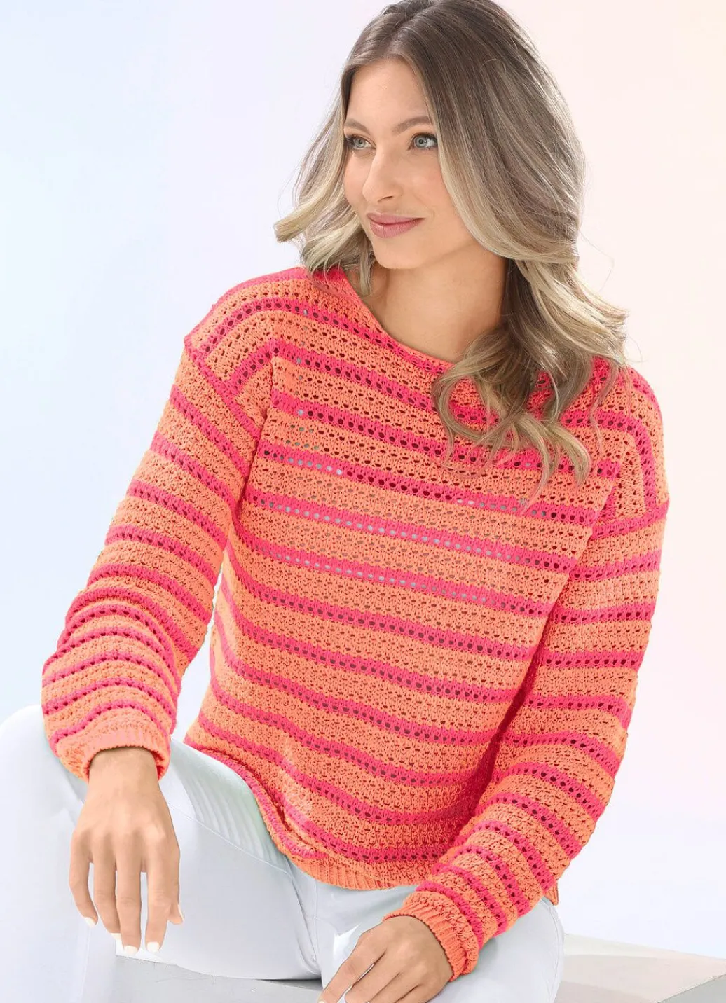 Damen Mona Pullover<Pullover in Ringelmuster
