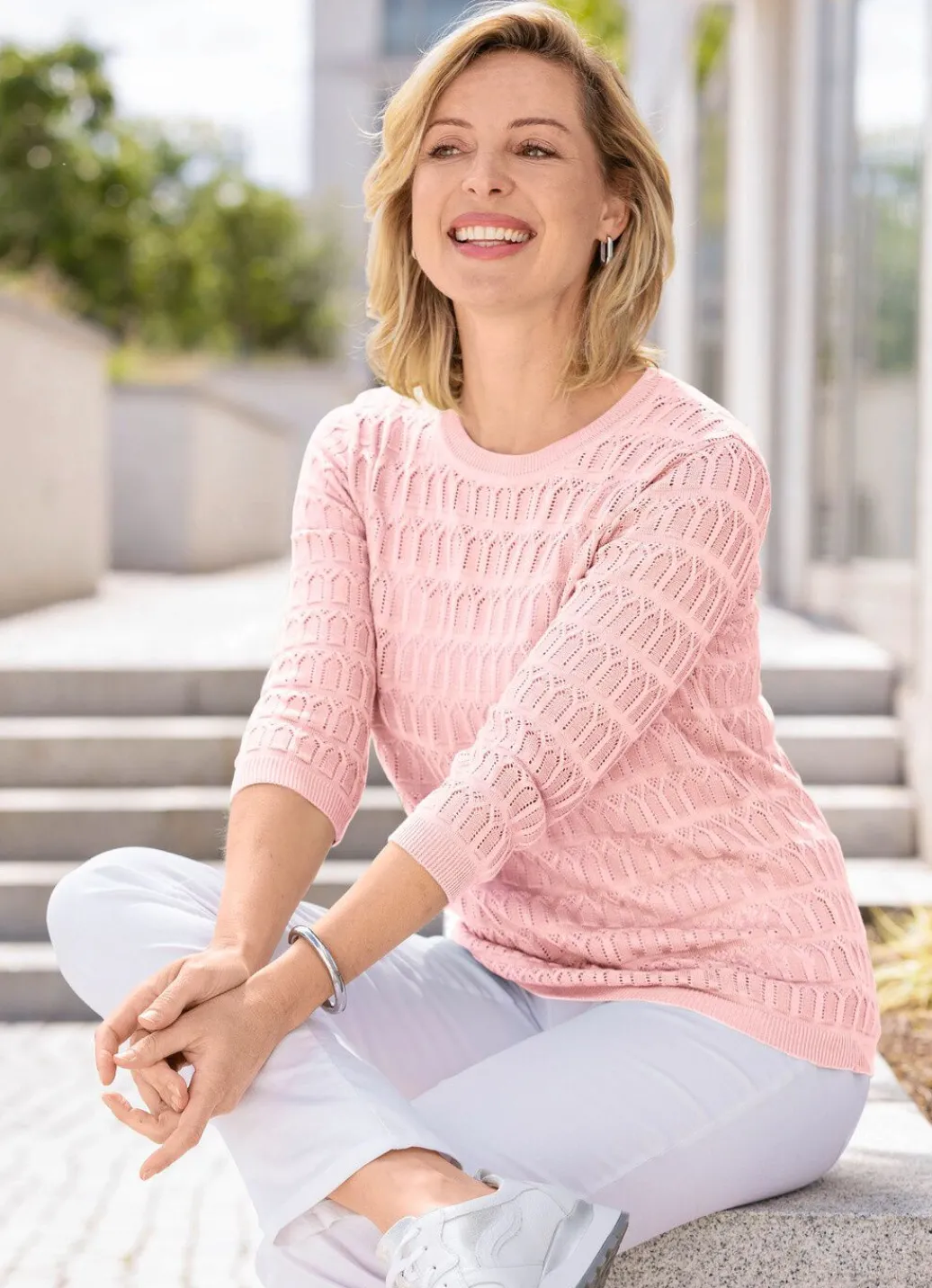 Damen Mona Basics|Pullover<Pullover in zartem Mustermix