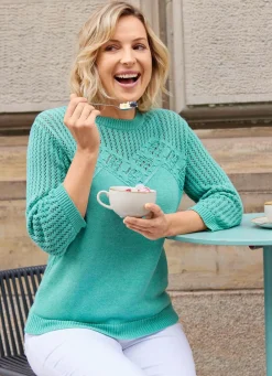 Damen Mona Pullover|Basics<Pullover mit Ajourakzenten