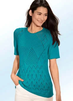 Damen Mona Pullover|Basics<Pullover mit Ajourmix und feinen Strukturen
