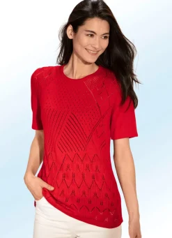 Damen Mona Pullover|Basics<Pullover mit Ajourmix und feinen Strukturen