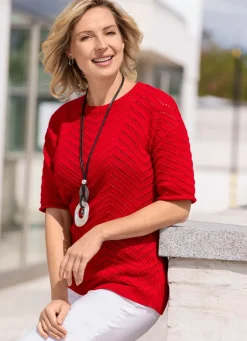 Damen Mona Pullover|Basics<Pullover mit Ajourmuster