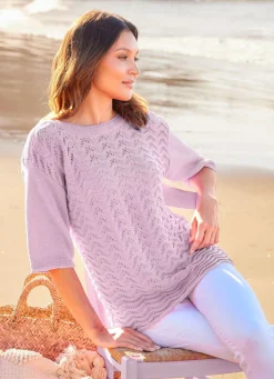 Damen Mona Pullover|Basics<Pullover mit aufwendigem Ajour-Wellenmuster