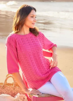 Damen Mona Pullover|Basics<Pullover mit aufwendigem Ajour-Wellenmuster