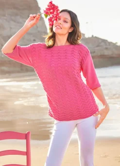 Damen Mona Pullover|Basics<Pullover mit aufwendigem Ajour-Wellenmuster