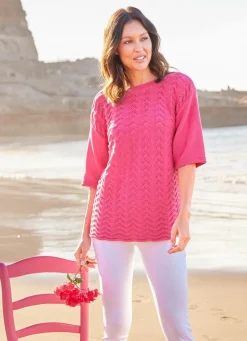 Damen Mona Pullover|Basics<Pullover mit aufwendigem Ajour-Wellenmuster