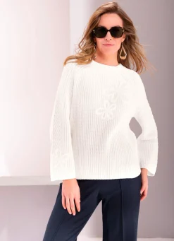 Damen Mona Pullover<Pullover mit Blütenstickerei