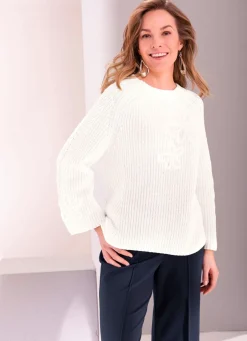 Damen Mona Pullover<Pullover mit Blütenstickerei