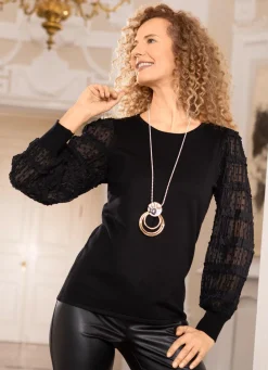 Damen Mona Abendmode|Pullover<Pullover mit Chiffon-Ärmeln