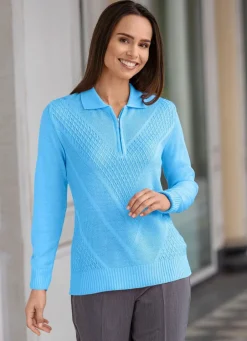 Damen Mona Basics|Pullover<Pullover mit dezentem Glanz