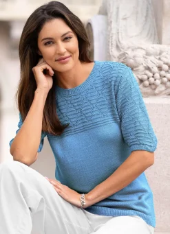 Damen Mona Basics|Pullover<Pullover mit dezentem Glanz