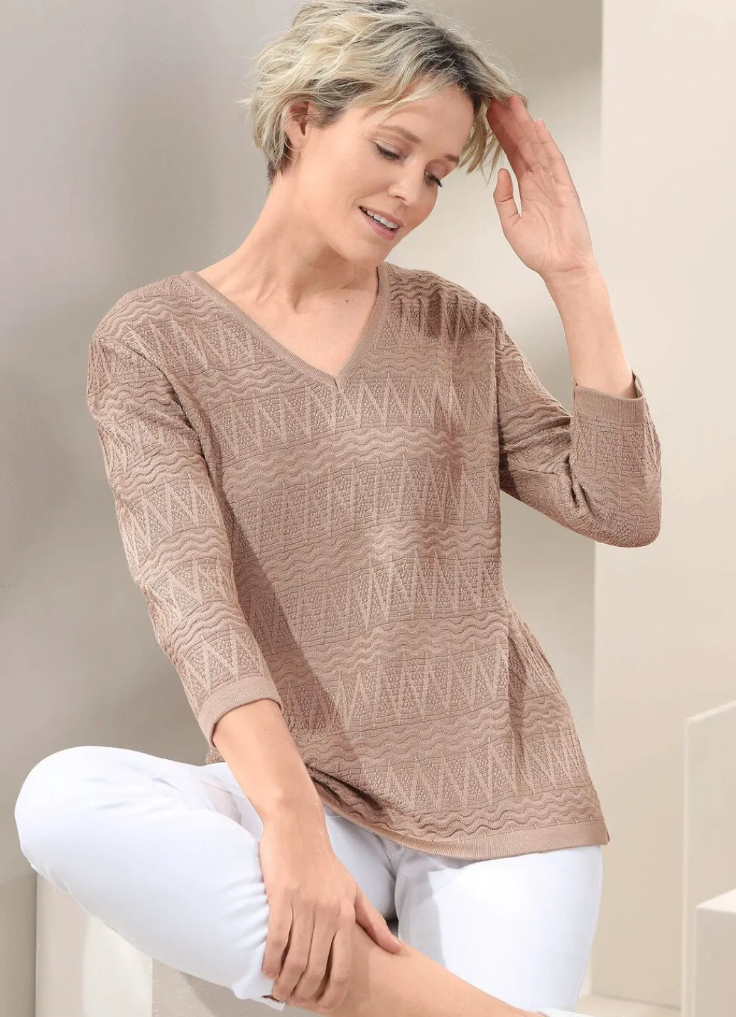 Damen Mona Basics|Pullover<Pullover mit dezentem Glanz