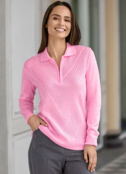 Damen Mona Basics|Pullover<Pullover mit dezentem Glanz