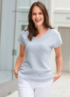 Sale Pullover mit edlem Glanzeffekt Damen Pullunder|Pullover