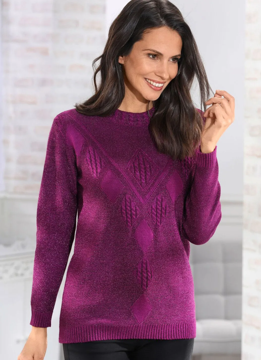 Damen Mona Pullover<Pullover mit edlem Glitzereffekt