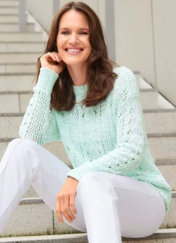 Damen Mona Basics|Pullover<Pullover mit edlem glänzendem Paillettengarn