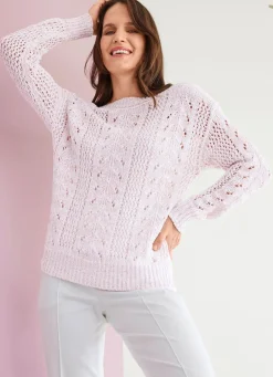 Damen Mona Basics|Pullover<Pullover mit edlem glänzendem Paillettengarn