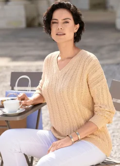 Damen Mona Basics|Pullover<Pullover mit edlen Glitzerakzenten