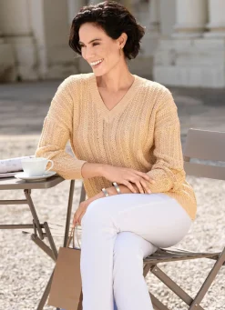 Damen Mona Basics|Pullover<Pullover mit edlen Glitzerakzenten