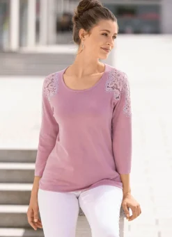Damen Mona Pullover|Basics<Pullover mit edler Spitze