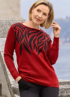 Damen Mona Pullover<Pullover mit edler Strasszier