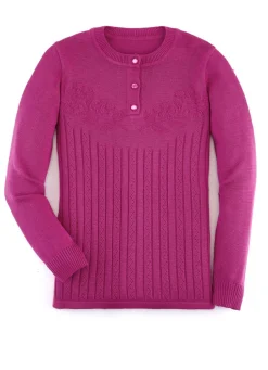 Damen Mona Pullover|Basics<Pullover mit floraler Struktur