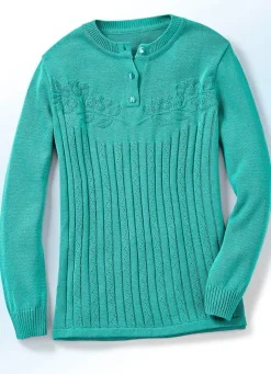 Damen Mona Pullover|Basics<Pullover mit floraler Struktur