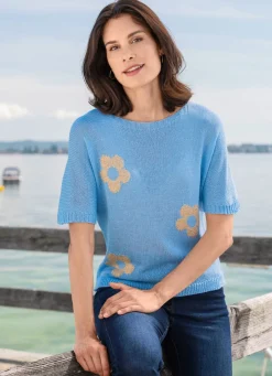 Damen Mona Pullover<Pullover mit Glitzer in Blumenmotiven