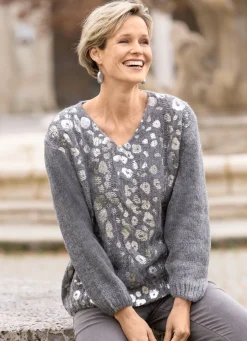 Damen Mona Abendmode|Pullover<Pullover mit glänzendem Foliendruck