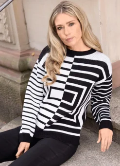 Damen Mona Pullover<Pullover mit grafischem Jacquard in Kontrast