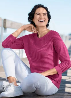 Damen Mona Pullover|Basics<Pullover mit grafischem Strukturmuster
