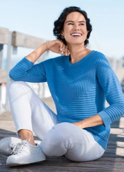 Damen Mona Pullover|Basics<Pullover mit grafischem Strukturmuster