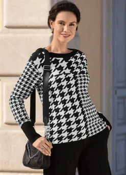 Damen Mona Pullover<Pullover mit Hahentrittmuster