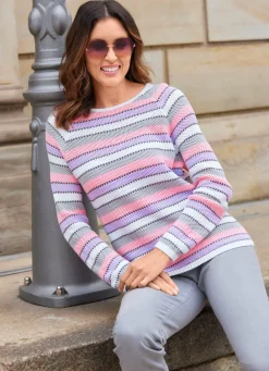 Damen Mona Pullover<Pullover mit hochwertigem Muster im Ringeldessin