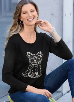 Damen Mona Pullover<Pullover mit Hund aus Bouclégarn