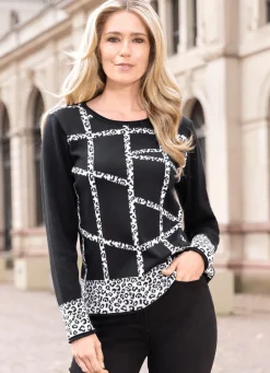 Damen Mona Pullover<Pullover mit Jacquardakzenten in Tierfelloptik