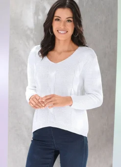 Damen Mona Pullover|Basics<Pullover mit kürzerem Vorderteil