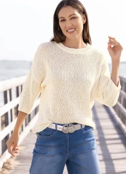 Damen Mona Basics|Pullover<Pullover mit Leinen