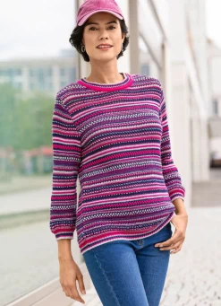 Damen Mona Pullover<Pullover mit Mustermix im Ringeldessin