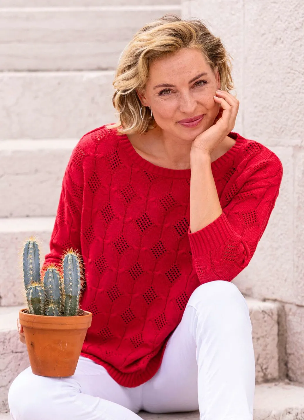 Damen Mona Pullover|Basics<Pullover mit Rautendessin
