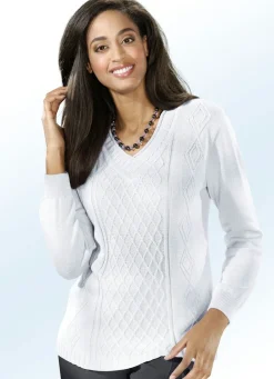 Damen Mona Pullover|Basics<Pullover mit Rautenstruktur